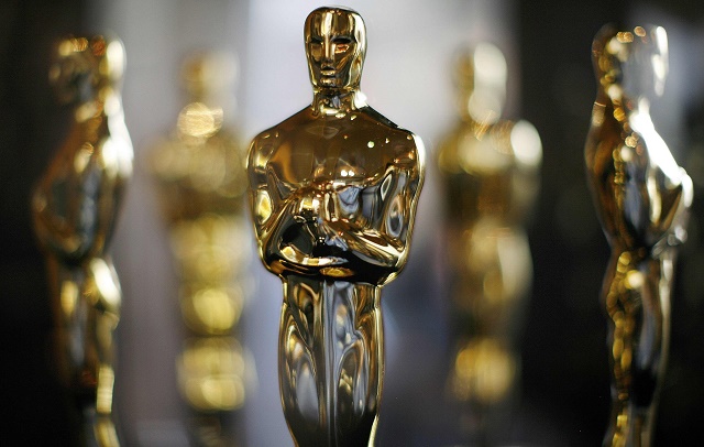 Actual Oscar statuettes to be presented during the 80th Annual Academy Awards sit in a display case in Hollywood