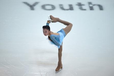 Bronze medallist Elizabet Tursynbaeva KAZ performs during he Ladies' Figure Skating Free Skating at the Hamar Olympic Amphitheater during the Winter Youth Olympic Games, Lillehammer Norway, 16 February 2016. Photo: Jon Buckle for YIS/IOC Handout image supplied by YIS/IOC