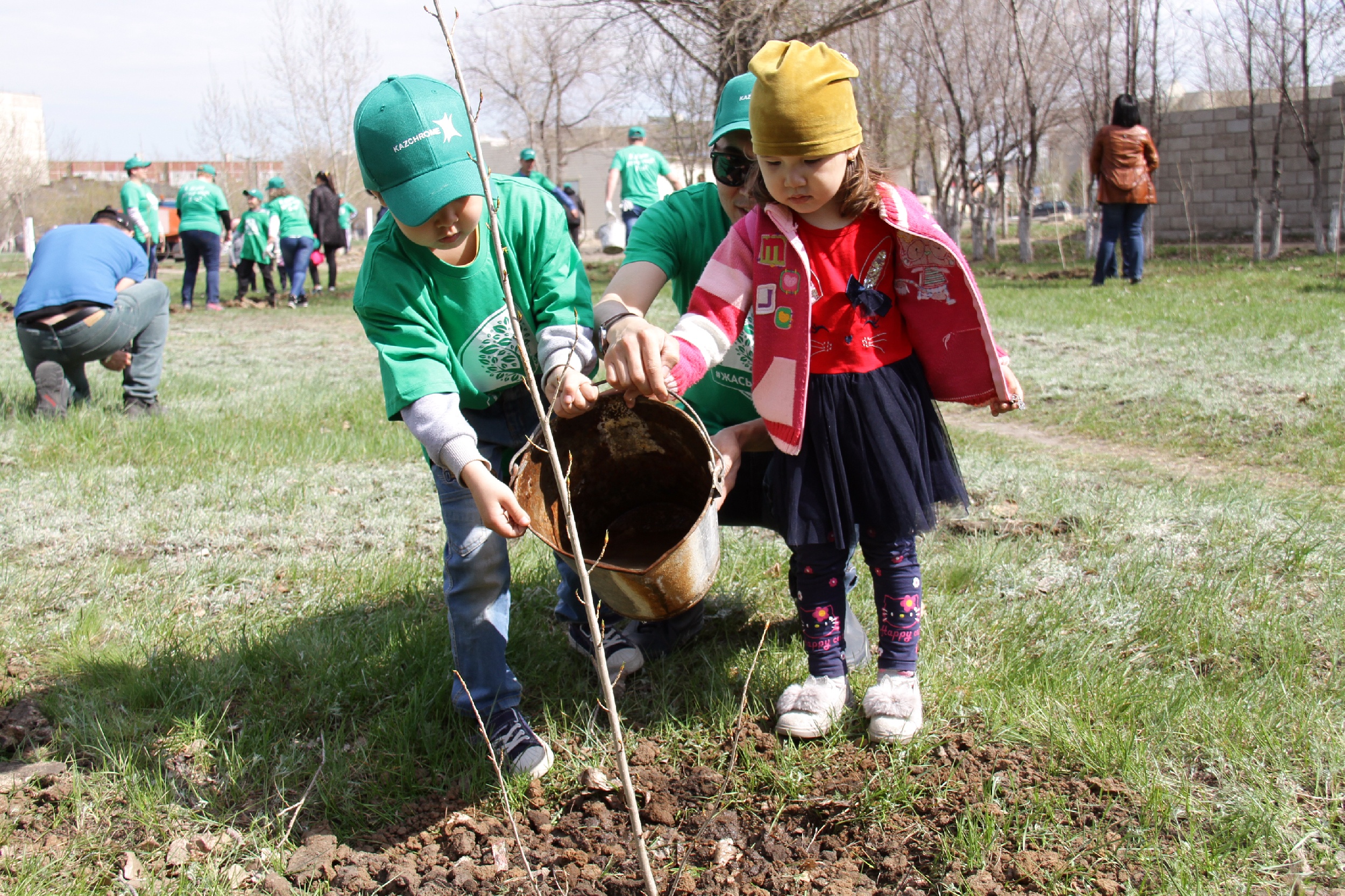 Ақсу металлургтері ағаш отырғызуға отбасыларымен келген