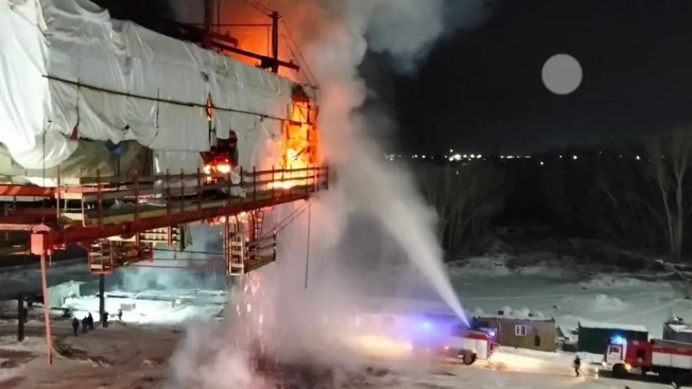 Павлодарда салынып жатқан Ертіс көпірінде екінші рет өрт шықты